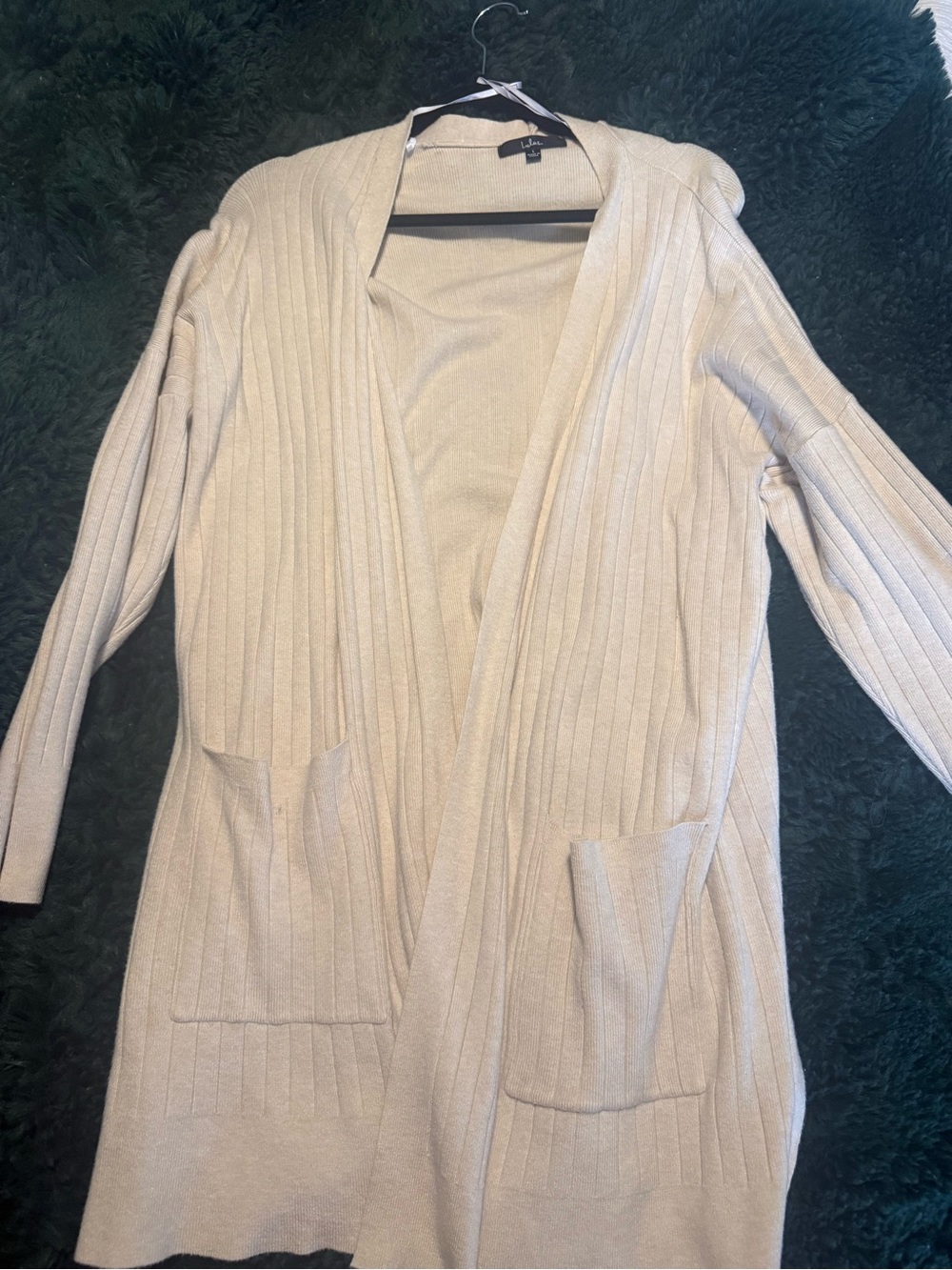 Lulu's Cream Ribbed Open-Front Women's Cardigan